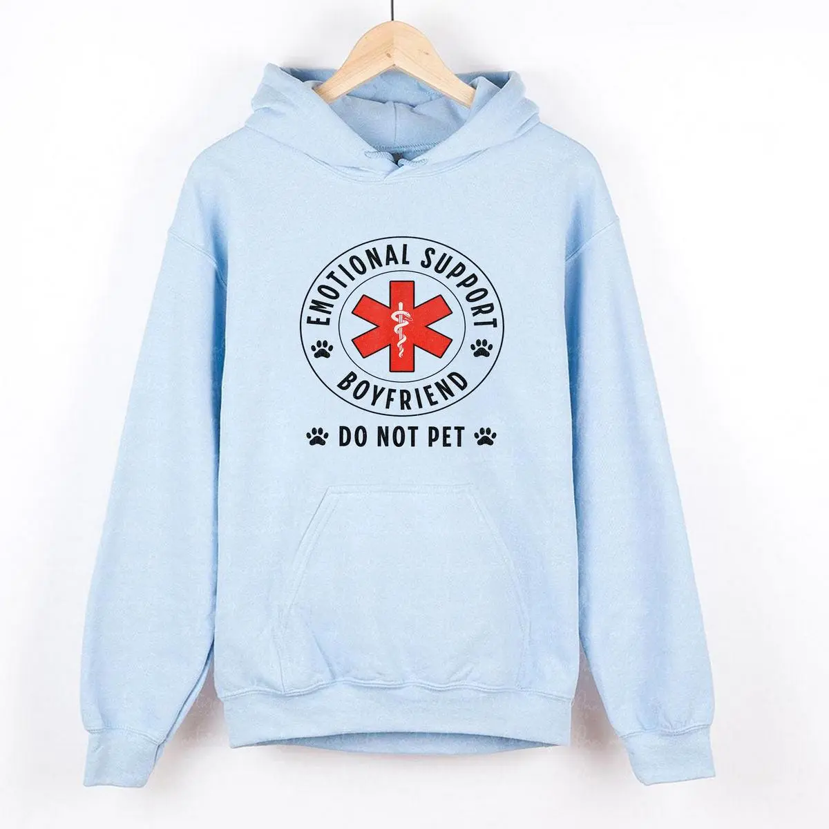 Women's Casual Emotional Support Hoodie Sweatshirt - Bold Red Medical Symbol Design, Soft Cotton Clothes for Men, Menswear