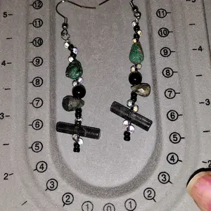 Labradorite and amazonite beaded earrings