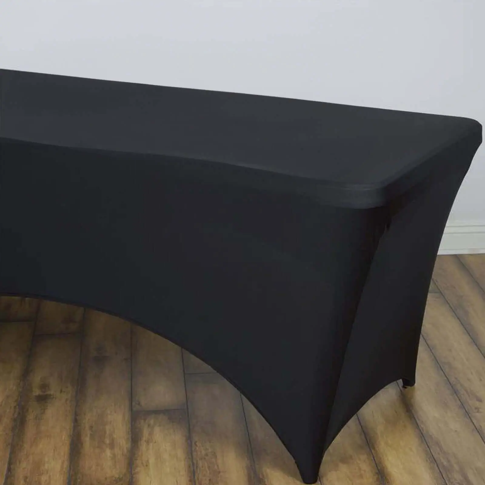 96"x30" Black Spandex Stretch Fitted Rectangle Table Cover - Wrinkle-Free, Form-Fitting Tablecloth for Outdoor Ceremony, Christmas Candy Buffets, Photo Booth Craft Fair Displays