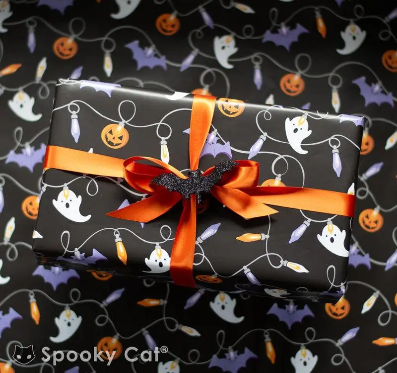 Halloween Lights Wrapping Paper, Halloween Gift Wrap