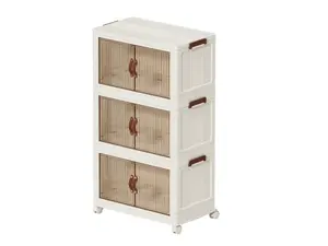 Extra Large 70 Gallon Storage Bins with Wheels, 3-Tier Heavy Duty Jumbo Closet Organizer with Magnetic Doors, Foldable Plastic Stackable Containers for Clothes & Toys, 24.8" L x 15.75" W x 41.34" H