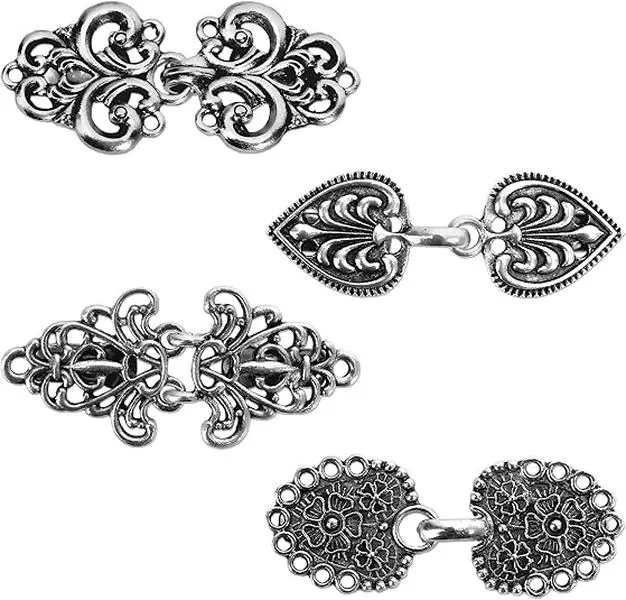 4-Piece Vintage Sweater Swirl Cape Cloak Clips for Dress Retro Cardigan Shawl Collar Clasp Dress Shirt Button Clip for Girl Women