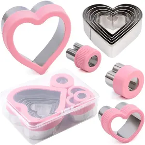 Heart Cookie  Set,9  Heart Shapes Stainless Steel Cookie Cutters Mold for Cakes Biscuits and Sandwiches,0.98"/1.45"/1.57"/1.96"/2.04"/2.32"/2.75"/3.18"/3.74" Assorted Sizes