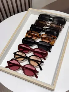 8 Pairs Dark Tone Small Frame Tinted Lenses Sunglasses Set, Fashion Women's Accessories, All Seasons, Daily Commute, Street Style, Camping, Driving