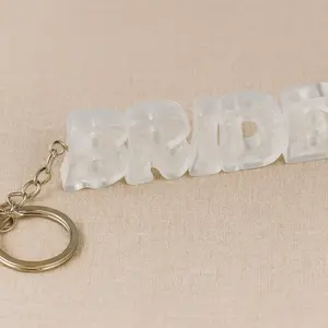 Clear Resin "BRIDE" Keychain Handmade Bridal Gift Bachelorette Favor Unique Design Perfect for Special Occasions