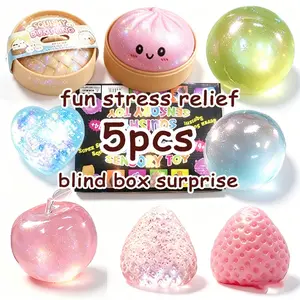 5-Piece Stress Relief Set, Soft Dough Buns, Slow Rebound Heart Strawberry Squeeze Toys, Kawaii Healing Stress Ball, Random Colors