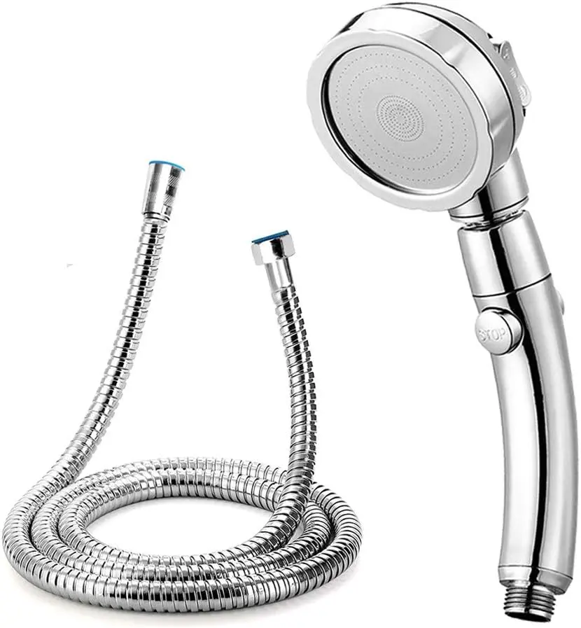 Modern 3-Setting Detachable Shower  with 59-Inch Hose, High  Water Saving, 360 Rotating Adjustable Handheld Shower  with ON/OFF  and 3 Spray Modes, Chrome Finish