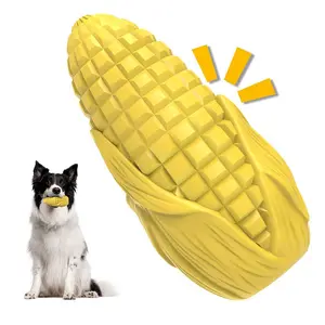 Delicious Bacon Corn Chew Toy for Dogs - Durable Textured Toothbrush for Aggressive Chewers - Natural Starch Dental Care Stick - Interactive Solo Play & Boredom Buster