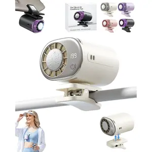 2026  Clip  Air Conditioner Fan with LED Display Portable Mini Cooling System 360? Rotation Adjustable 200 Speeds Rechargeable Handheld Gadget 16? Semi Wide Clamp for  Shirt (White)