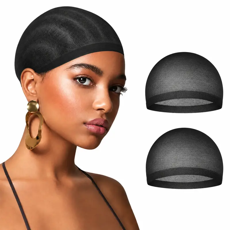 New Gift-QTHAIR -Black Nylon Wig Caps- 2 Pieces Stocking Wig Caps for Women