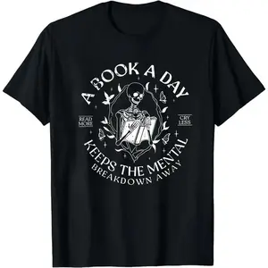 A Book A Day Keep The Mental Breakdown Away Shirt, Bookish Graphic Tee Women, Book Gift, Book Lover Gift, Reading Book T-shirt, Bookworm Gift, Book Club Tops For Women, Womenswear  Fabric  Chic Style