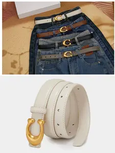 Women's Fashion PU Belt, Durable All-Season Waistband, Versatile Pairing with Dresses & Pants, Letter Pattern Design