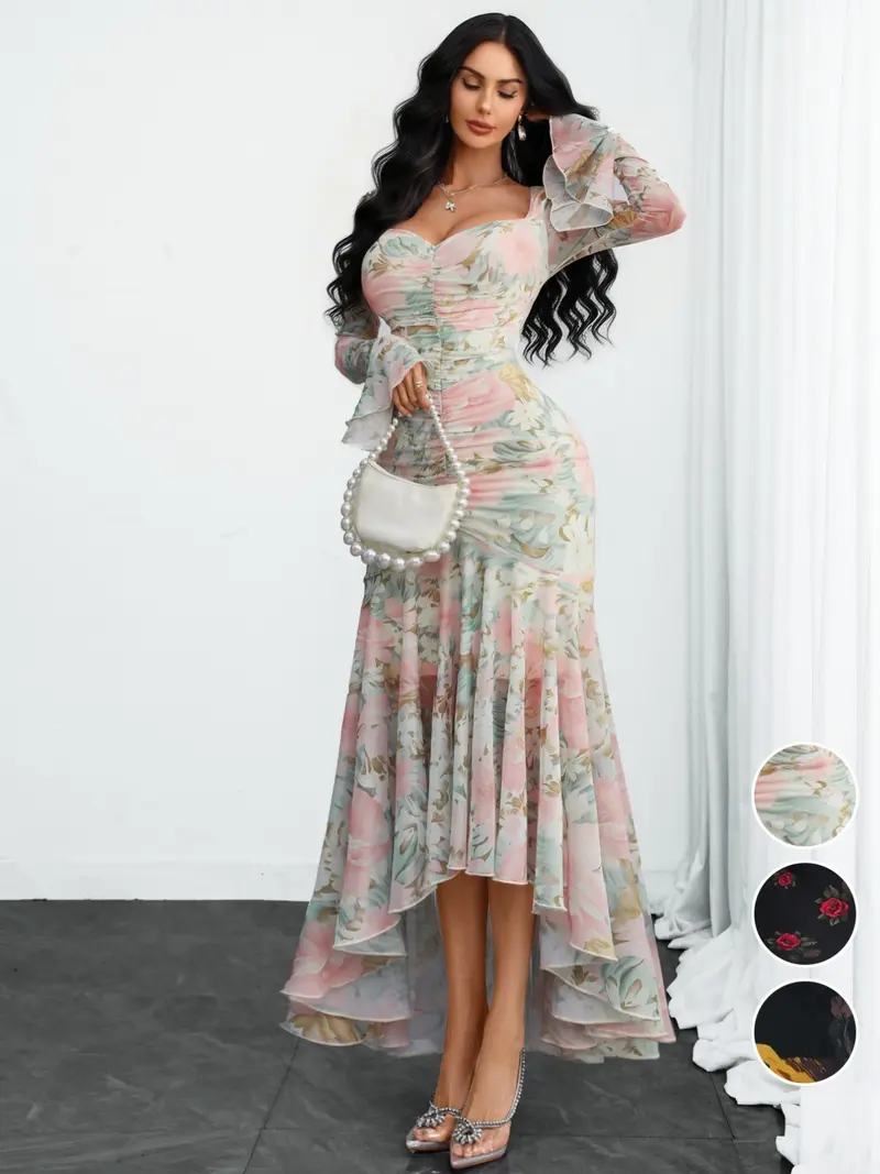 strapless open back dress The Scarlette Dress in Lilac Tapestry Rose 20 / Lilac Tapestry Rose main image 1