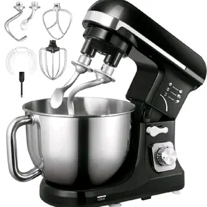 550W Tilt-Head Stand Mixer, Black, 6+ P Speeds, Double Dough Hook, Wire Whip, Beater & Pouring Shield for Home Cooking