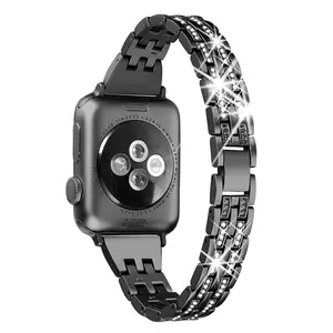 Rhinestone Decorated Watch Band (Only Band), Stylish Smart Watch Replacement Watchband Compatible With iWatch Series 38mm 40mm 41mm 42mm 44mm 45mm 49mm