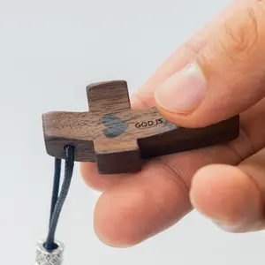 Wooden Cross Pocket Gift – God Is In Control Charm, Stress Relief Fidget, Keychain & Home Decor for Christmas or Everyday Blessings