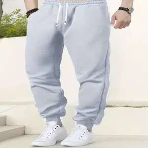 Men's Solid Color Regular Fit And Cuffed Sweatpants With Drawstring Pockets, Casual Comfy Joggers For Jogging, Gym Training Wear