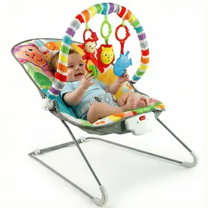 Baby Bouncer Soothing Vibrations Infant Seat - Removable Toy Bar, Nonslip Feet, 0-6 Months, Multi-Position Recline, Soft Padded Seat, Colorful Animal Patterns