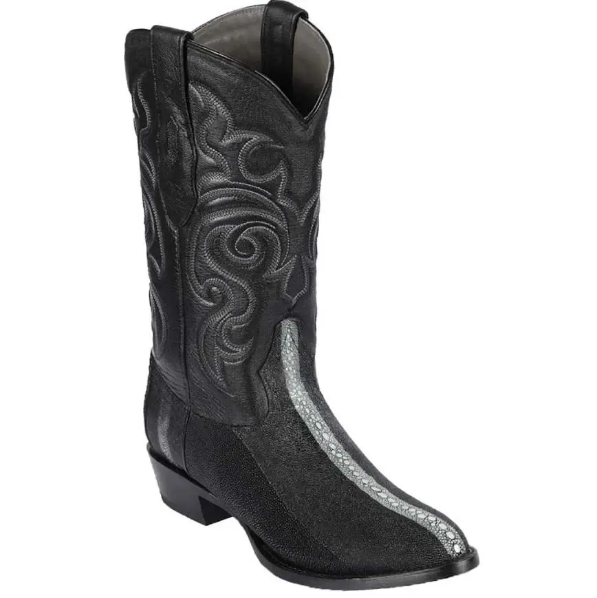 Los Altos Men's Genuine Row Stone Stingray Western Boots Round Toe Handmade 651105