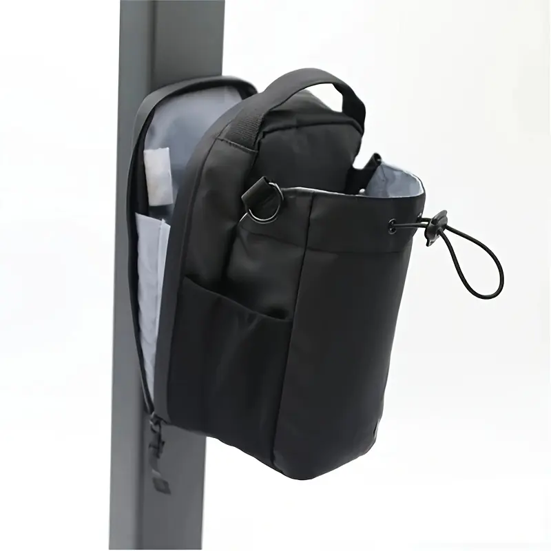 [Stylish Water Bottle] Magnetic Black Fitness Water Bottle Carrier |     Adjustable Shoulder Strap, Multi-Compartment Crossbody Bag For Gym, Phone & Keys Storage, Hand Wash/Dry Clean, Sports Water Bottle Carrier, Functional Design Gym Bag