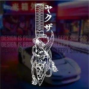 JDM Hannya Mask Vinyl Decal | Japanese Banner | Turbo, Drift, Racing, Exhaust, Street, Custom, Funny Car Decal