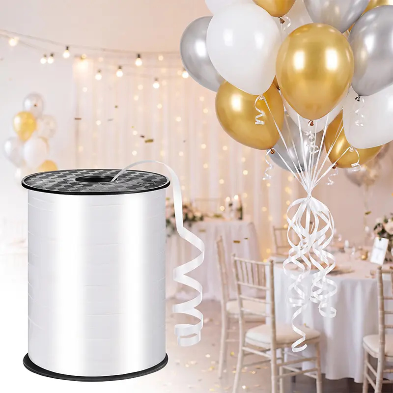 White Curling Ribbon (5 mm x 300 yd per Roll, 2 Rolls, 600 yd Total) - Convenient Storage, Easy Color Palette Pairing, Quick Decorating - Home Supplies, Party & Wedding Decor, Gift Wrapping, Crafts (Store in Dry Place), 600 Yards Total
