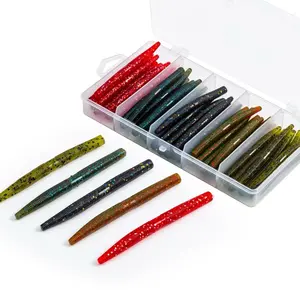 Soft Worm Lure Set - 50pcs Fishing Soft Plastic Wacky Worms for Catching Freshwater and Saltwater Fish