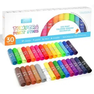 Tempera Paint Sticks - 30 Solid Colours - Quick Drying - Works  on Paper, , Glass, Ceramic, Canvas