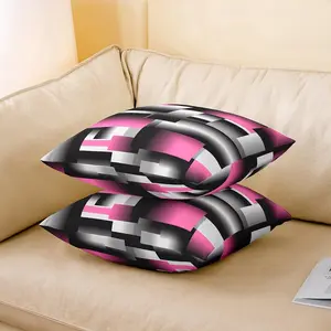 Pink Gray Black Abstract Throw Pillow Cover,18"x18" Set of 2 Geometric Art Cushion Covers,Rectangle Pillow Case,Decorative Throw Pillow Case