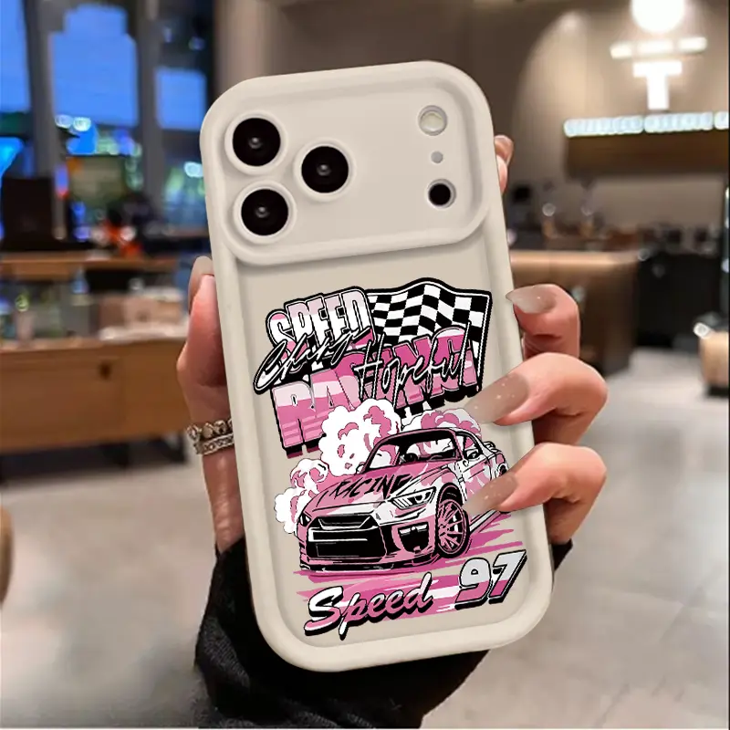 Cool and stylish pink sports car Phone Case for iPhone 17 AIR 17 PRO 16 PRO 15  PRO MAX  14 PLUS 13 PRO 12 11 PRO XS MAX X XR Samsung Galaxy S26 Plus S25 Ultra S24 S23 S22 Plus Shockproof Protective Cover Full Protection Anti-Drop