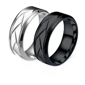 Black/Silver Stainless Steel Ring |   Unisex Simple Geometric Ring |   Waterproof and Durable, Ideal for Everyday Wear