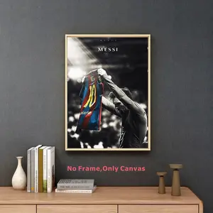 1PC Classic Retro Football Star Messi High-Definition Canvas Print Poster, Club Decoration Collection Gift, Living Room Art Wall Painting, Home, Office Decoration, Frameless, Unframed Wall Art