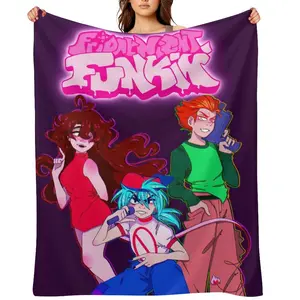 Game Friday Night Funkin Printed Throw Blanket Picnic Blankets Warm Comfortable Flannel Blanket for Living RoomsHome Christmas Blanket Gift For Adult Men Kids Girls
