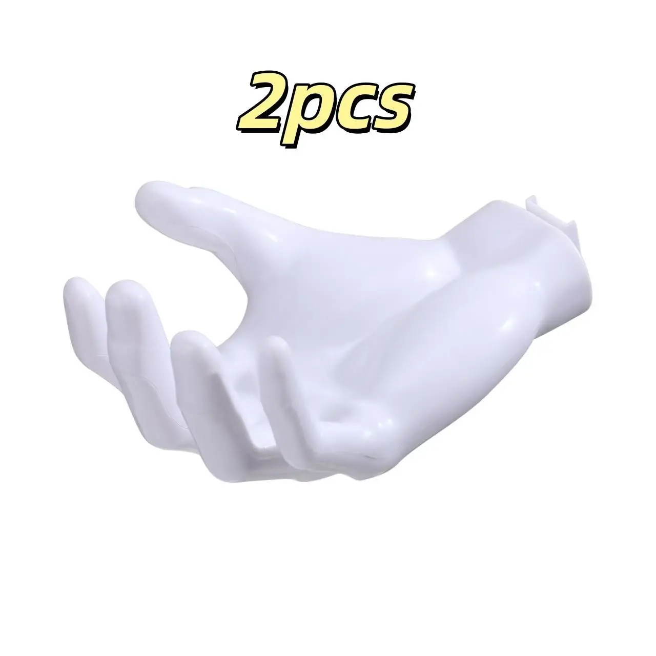 2-Pack Hand-Shape Wall Hooks, No Drilling Strong Adhesive Design, Home Living Room Entry Key Holder, Bathroom Multi-Function Earphone Organizer