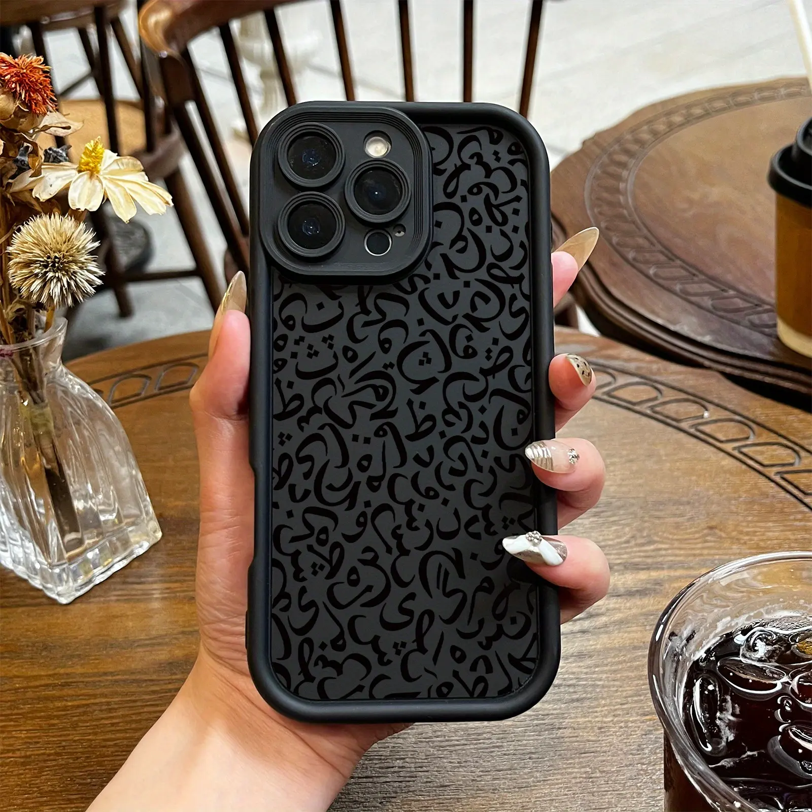 Premium Arabic Letter Cartoon Animation Phone cases Case Compatible with iPhone 17 Pro Max 16 16e 15 14 Plus 13 12 Mini 11 Air X XS Pattern TPU Lens Protection Durable Soft Cover Gift 2D printing
