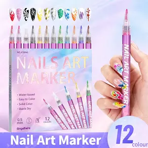 New 12 Color 3D Nail Art Pen Set, Nail Art Kits, Graffiti & Polishing Function, Smooth Control, Versatile for All Occasions, Easy DIY Manicure for Beginners