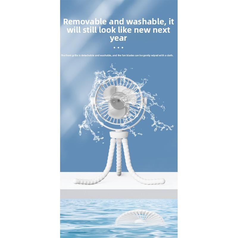 Portable Octopus Fan for Strollers, USB Rechargeable, Quiet & Foldable, Perfect for Outdoor Use