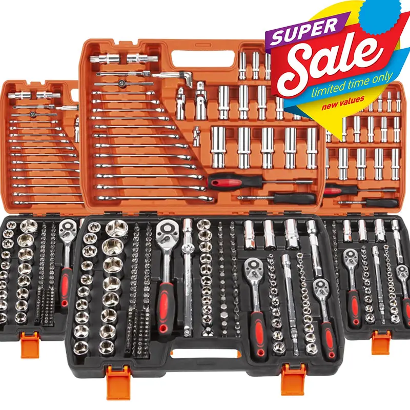 216Pcs 1/4"&3/8"&1/2" Socket Ratchet Wrench Set with Bit Socket Set, 72 Tooth Ratchet Wrench Handle, Mechanics Tool Set for Automotive Repair And Home Use