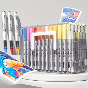 12/24/36colors Acrylic Brush Markers Set with Portable Organizer Case, Assorted Pro Color Series Liquid Ink Art Acrylic Markers Set for Adult Coloring, Coloring Book Markers,  Count/Set, Perfect for Art And DIY Craft Supplies