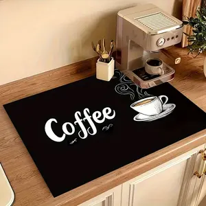 Coffee Theme Kitchen Mat, 1 Count Non-slip Kitchen Placemat, Absorbent Coffee Machine Mat, Coffee Table Mat, Kitchen Decor Accessories, Housewarming Gift
