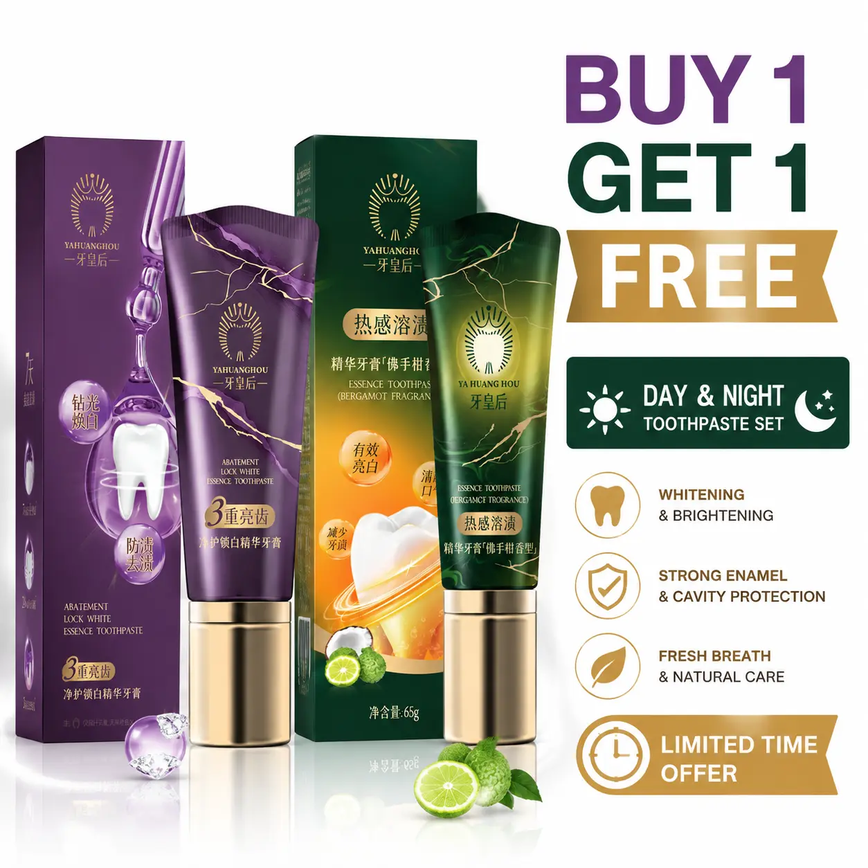 【Buy 1 Get 1 Free】 Professional Grade Queen Charcoal Foam Toothpaste, 65g, Self-Warming Gentle Deep Cleansing Formula, Malic Acid Stain Removal, Coffee/Citrus Stain Defense, Bergamot Scented Fresh Breath, Bright Teeth Oral Care-B