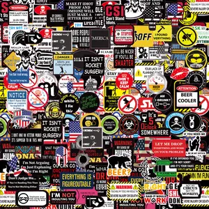 American Stickers 100 Hard Hat Stickers Tool Box Hood Helmet Decals 100% Vinyl Waterproof Funny Stickers for Adults Mechanics Electricians Union Oilfield Military Construction Welders