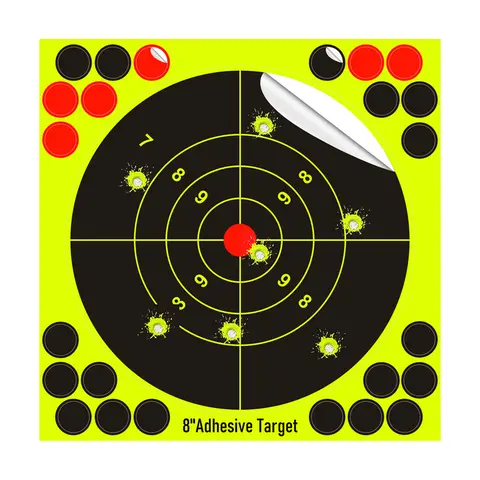 50 Pack 8x8 Inch Self-adhesive Splatter Paper Bull's Eye Shooting Target Stickers for Practice