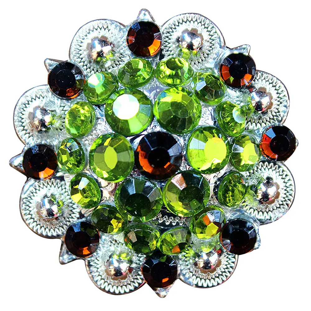 HILASON Western Screw Back Concho Green Brown Crystal Saddle Peridot and Smoked Topaz Color | Slotted Conchos