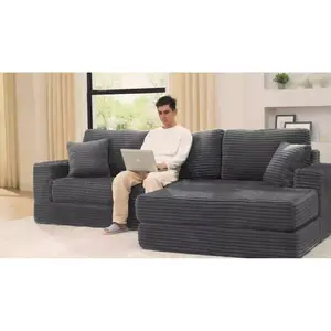 sofal [3 or 2 Packages Shipped] [sectional sofa couch] Niccae U-shaped Modular Sectional Sofa, Compressed Corduroy Fabric, Modern Style Living Room Sofa Bed, Space-Saving Recliner Design - Convertible Corduroy Sectional Sofa  livivv