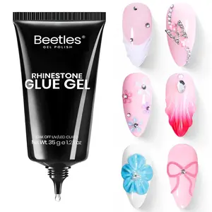 Beetles Rhinestone Glue Gel for Nails Super Strong Adhesive for Nail Charms 3D Nail Art Crystals Beads Diamonds 35ML Tube Design LED Required