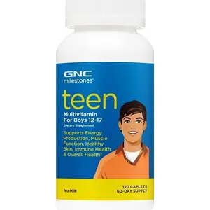 GNC Milestones Teen Multivitamin for Boys 12-17, Supports Energy Production and Muscle Function,120 Caplets