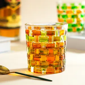 Hand Painted Whiskey Glasses, 9.7oz Creative Colorful Wine Glasses, Unique Spirits Glasses, Lead Free Crystal Glass Beer Glasses, Romantic Mosaic Enamel Water Glasses SuitableFor Family Weddings, Family Gatherings, Bars And Other Occasions Drinkware