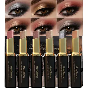 6 Pcs Glitter Eye Shadow Stick Shimmer Eye Shadow Set with Two-Color Gradient and Waterproof Eyeshadow Pen for Long Lasting Eye Makeup Gift