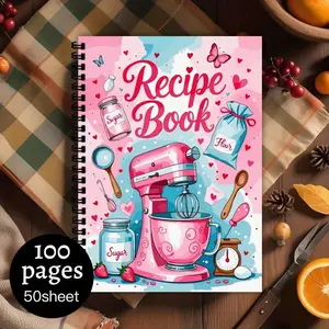 1 Aesthetic Recipe Spiral Notebook Journal, Family Recipe Book, Blank Page, Perfect for Cooking Lovers, Meal Planners, Spiral Bound Notepad